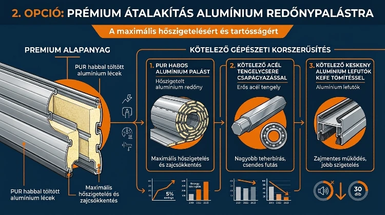 átalakítás alumínium redőnypalástra